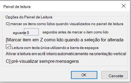 Utilizar e configurar o Painel de Leitura para pré visualizar mensagens