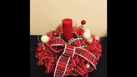 How To Make A Deco Mesh Christmas Centerpiece Youtube