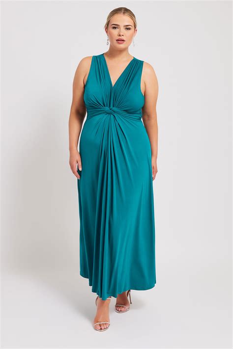 Yours London Plus Size Green Knot Front Maxi Dress Yours Clothing