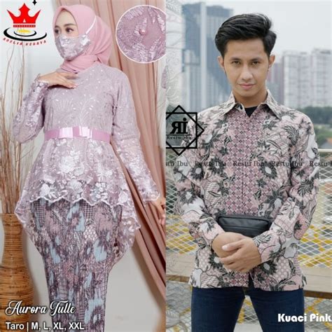 Jual Kebayashopp Couple Aurora Tulle Pita Set Kemeja Batik Pria