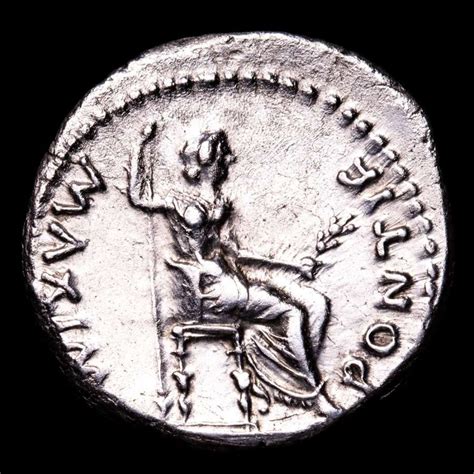 Roman Empire Tiberius AD 14 37 Denarius From Lugdunum Mint