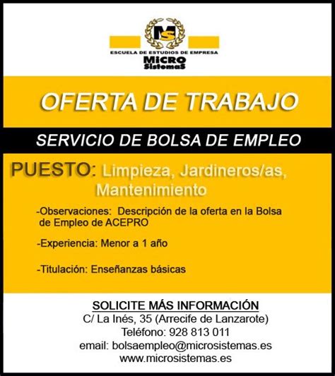 Oferta De Empleo En Lanzarote Limpieza Jardinerosas Y Mantenimiento