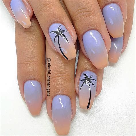 Colorful Shenanigans Summer Ombre Fade Palm Tree Nail Art Utah County