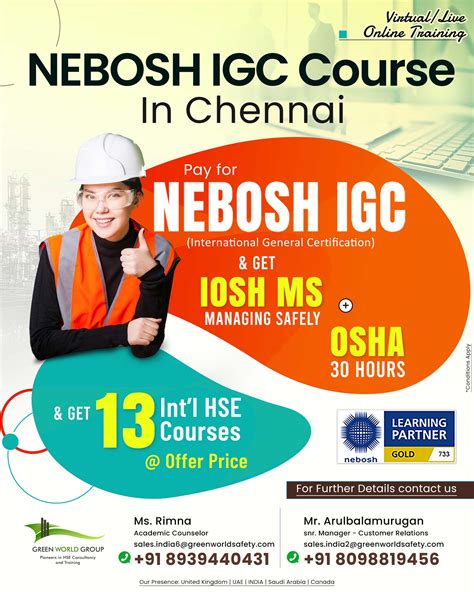 Green World Group S Pay For Nebosh Igc Unbelivable Offer For Chennai Book Your Seat Green