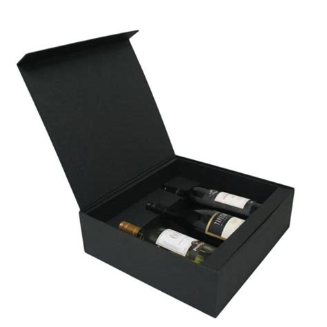 Heavy Duty Black Rigid Cardboard 3 Bottle Wine Storage Box Buy Wine T Box 3 Bottle Wine