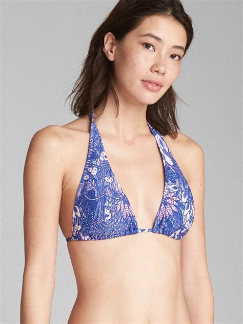 Halter Floral Print Bikini Top Gap