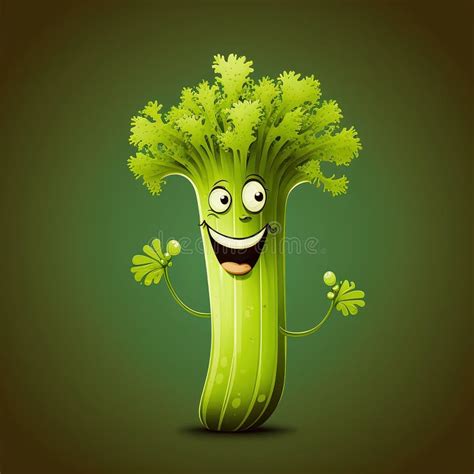 Celery Cartoon Mascot Funny Character Food With Cute Face Generative