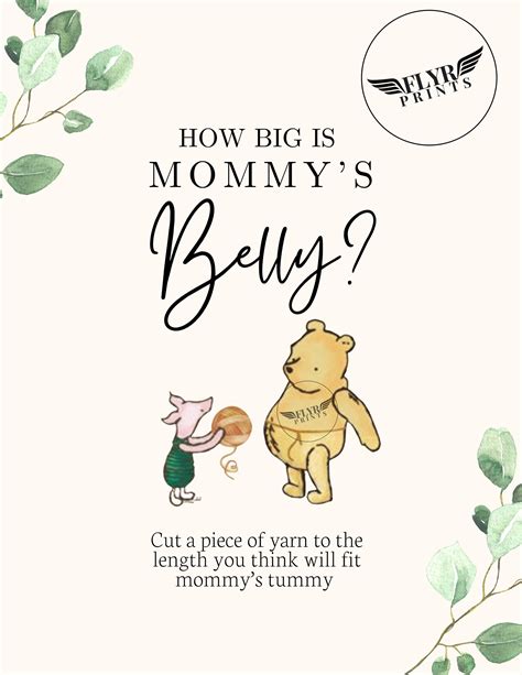 Classic Winnie The Pooh Bear Fun Baby Shower Game How Big Is Moms