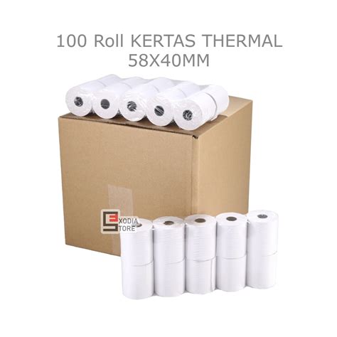 Jual Paket Kertas Thermal 58mm Ukuran 58x40mm Isi 100Roll 1 Dus