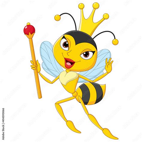 Cartoon Queen Bee Holding A Scepter Stock Vector Adobe Stock