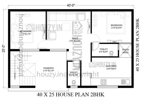 40x25 house plans | 2BHK 40x25 duplex house plan | HOUZY.IN
