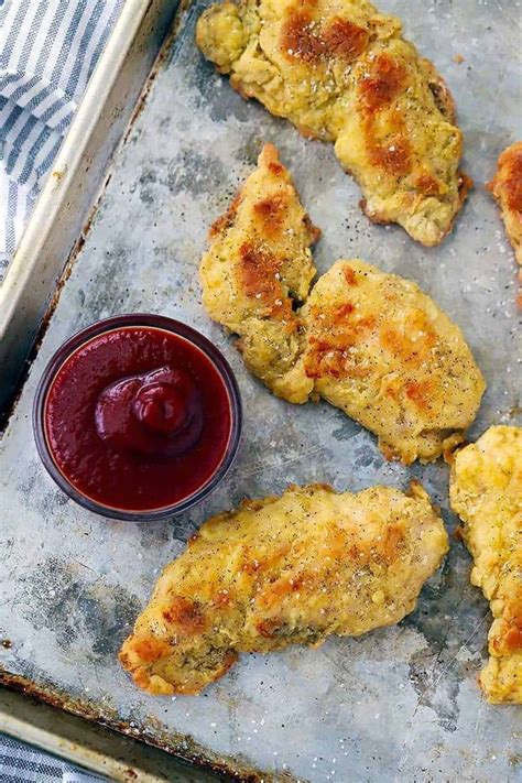 Three Ingredient Crispy Oven Fried Chicken Tenders Recipe Crispy Oven Fried Chicken Fries