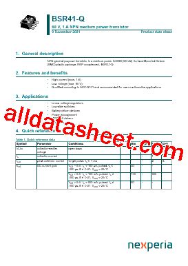 Bsr Q Datasheet Pdf Nexperia B V All Rights Reserved