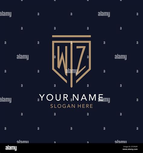 WZ Initial Logo Monogram With Simple Luxury Shield Icon Design