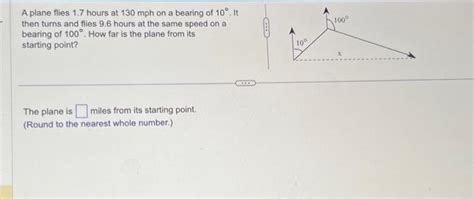 Solved A Plane Flies Hours At Mph On A Bearing Of Chegg