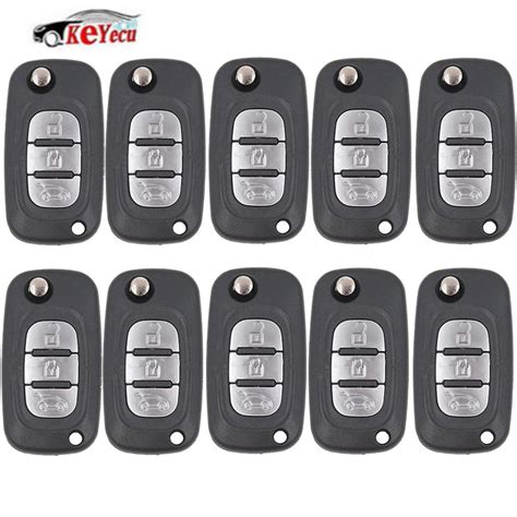 KEYECU 10Pcs High Quality Folding Remote Key Case Fob 3 Button For