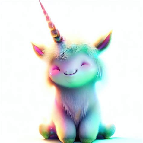 Premium Ai Image A Unicorn With A Pink Nose Sits On A White Surface