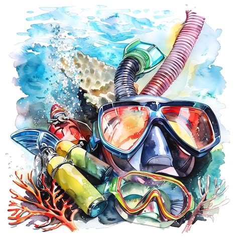 Premium Photo Watercolor Snorkeling Gear Resort Vacation Time