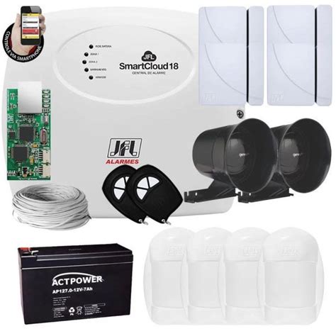 Kit Alarme Residencial e Comercial JFL SmartCloud 18 Módulo