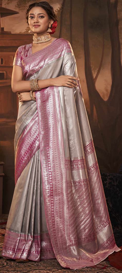 Traditional Wedding Beige And Brown Color Kanjeevaram Silk Silk Fabric Saree 1848832