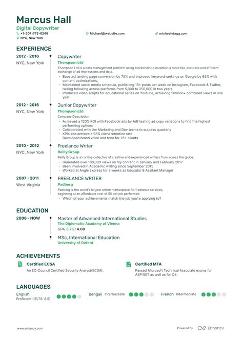 5 Copywriter Resume Examples And Guide For 2023