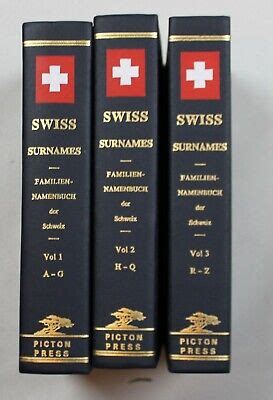 Swiss Surnames: A Complete Register (3 Volume Set) Rare set, Geneology ...