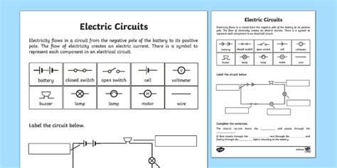 Electricity And Circuits Worksheet