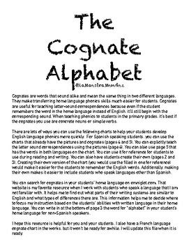 Cognate Alphabet For ESL Students Great Phonics Strategy For English