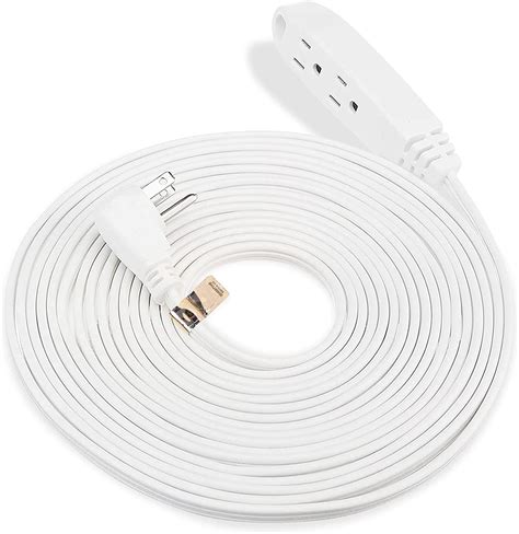 Clearmax 3 Prong Outlet Extension Cord Heavy Duty Flat Head 13 Amps 25ft Indoor Cord White 16