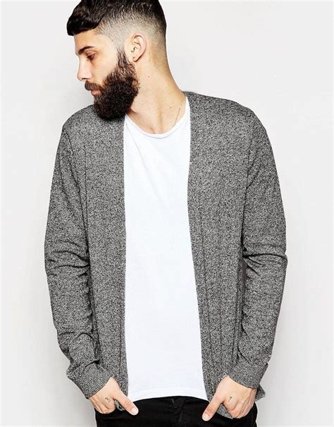 Asos Cotton Buttonless Cardigan In Black Twist Shopstyle Mens