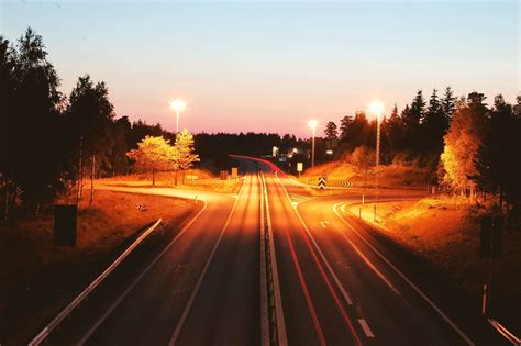 Asphalt Countryside Empty Grass Guidance Highway Landscape Long