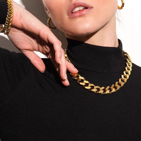 Pinterest Chunky Gold Chain Necklace Womens Necklaces Fashion Gold