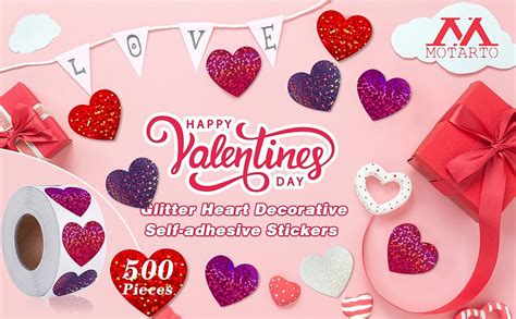 Motarto 500 Pieces Glitter Heart Decorative Self Adhesive