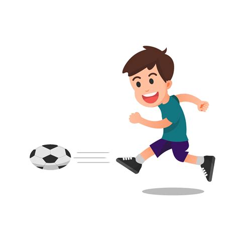 A Boy Kicks A Soccer Ball Hard With Power 8601990 Vector Art At Vecteezy