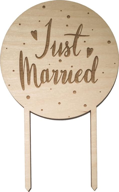 Houten Taarttopper Just Married Taart Decoratie Trouwen Huwelijk Bol