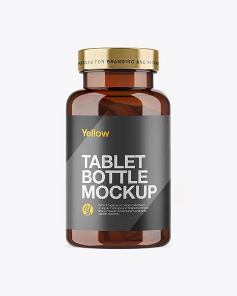 Amber Plastic Pill Bottle Mockup In 2024 Bottle Mockup Pill Bottles