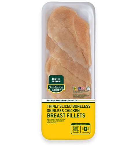 Premium Thinly Sliced Boneless Skinless Breast Fillets Sanderson Farms