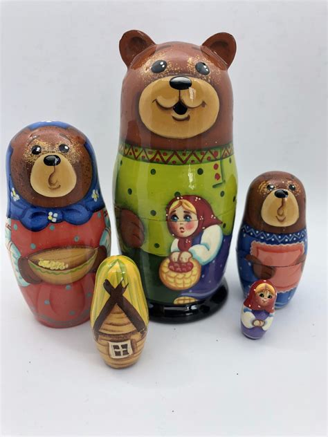 T For Any Occasion Masha And The Bear 5 Pcnesting Dolls Etsy Uk