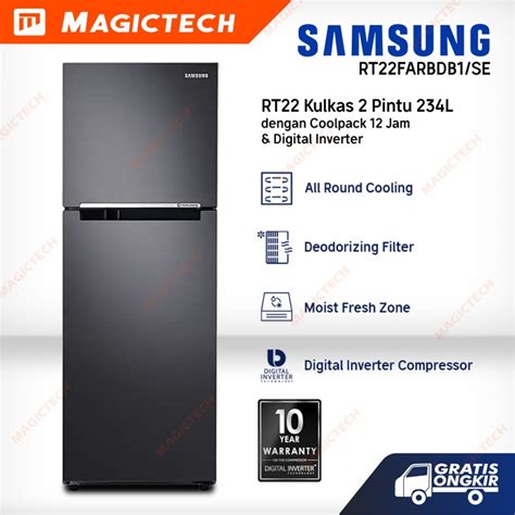 Jual KULKAS 2 PINTU SAMSUNG RT22FARBDB1 SE COOLPACK INVERTER RT22