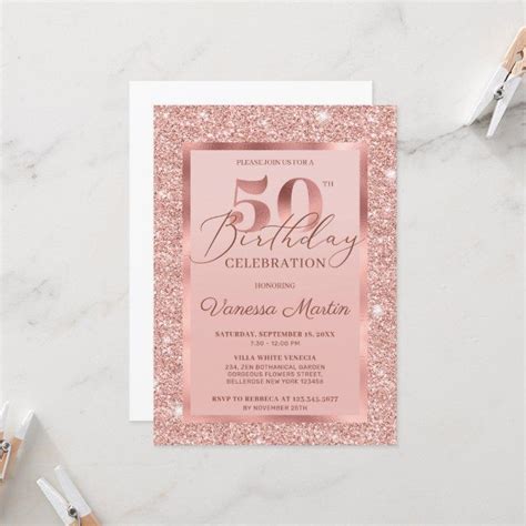 70th Birthday Party Invitations Rose Gold Sina Mccollum