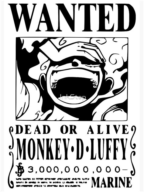 "Luffy Wanted Poster - Black Vector - No Background" Poster for Sale by ...