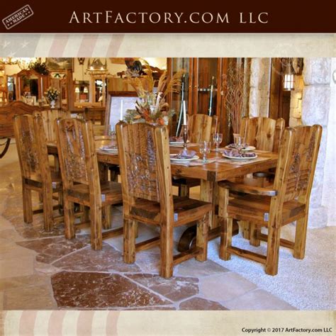 Rustic Country Dining Table: With Matching Hand Carved Wooden Chairs