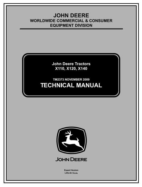 Tm2373 John Deere X110 X120 X140 Lawn Tractors Export Diagnostic