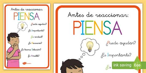 Póster PIENSA antes de actuar creat de profesori