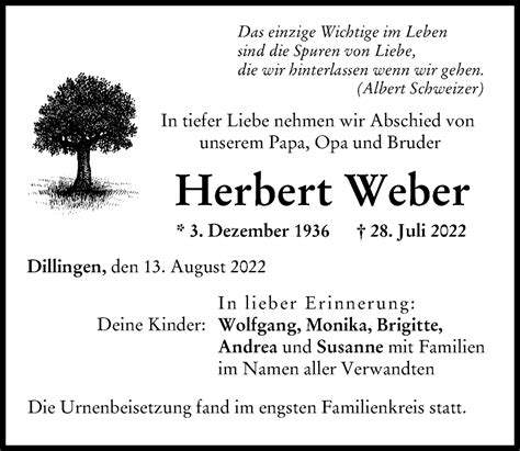 Traueranzeigen Von Herbert Weber Augsburger Allgemeine Zeitung