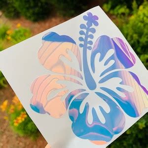 Hibiscus Vinyl Decal Hawaiian Tropical Flower Sticker Holographic Vinyl