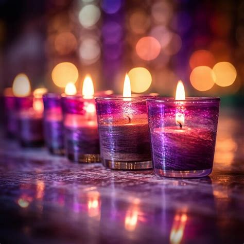 Premium Ai Image A Row Of Lit Candles With The Word Candle On The