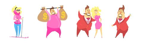 Fat Rich Millionaire Man In Red Suit With Money Vector Image