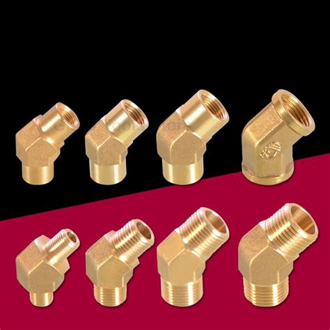 1pc Brass Pipe Fittings Bsp 18 14 38 12 Femalemale Thread 45 Degree Equal Elbow Connector