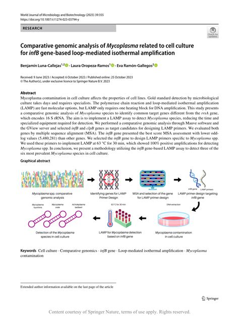 Comparative Genomic Analysis Of Mycoplasma Related To Cell Culture For